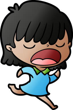 Çizgi filmdeki kadın bir insan tarafından yüksek sesle çizilmiş.