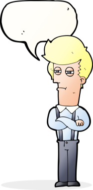 Bir insan tarafından çizilmiş konuşma baloncuğuyla rahatsız bir adam.