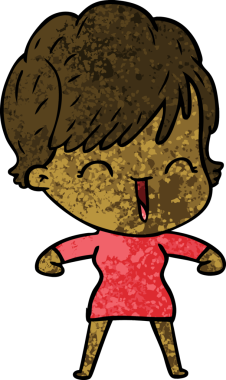 Bir insan tarafından çizilmiş gülen kadın çizgi filmi.