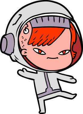 Bir insan tarafından çizilmiş astronot kadın.