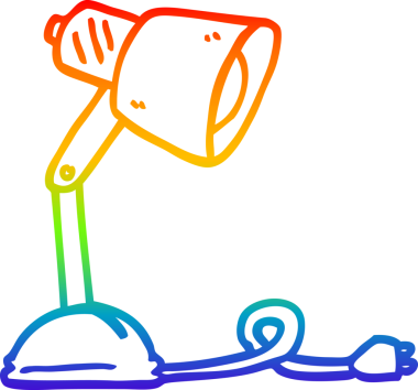 Bir insan tarafından çizilmiş bir çizgi masa lambası çizimi.