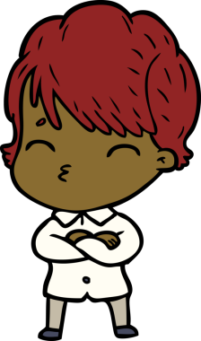 Bir insan tarafından çizilmiş bir çizgi film kadını.