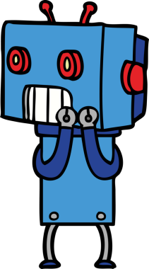 Bir insan tarafından çizilmiş çizgi film robotu