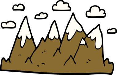 bir insan tarafından çizilmiş çizgi film karalama dağ aralığı