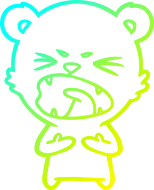 Bir insan tarafından çizilen kızgın çizgi film ayısının soğuk gradyan çizgisi.