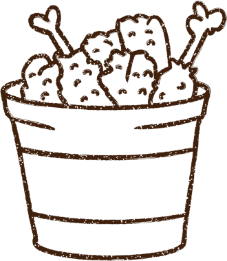 Bir insan tarafından çizilmiş kızarmış tavuk kömürü.