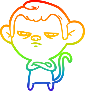 gökkuşağı gradyan çizgi çizimi bir insan tarafından çizilmiş bir maymun