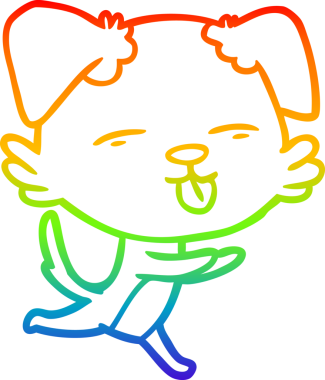 gökkuşağı gradyan çizgi çizimi bir insan tarafından çizilmiş dili dışarı çıkaran bir köpek