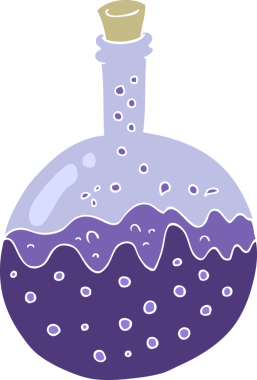 Bir insan tarafından çizilen kimyasalların düz renk çizimi