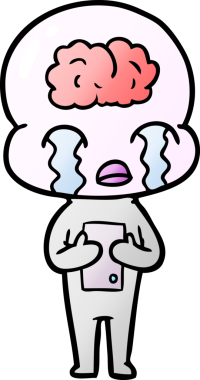 Bir insan tarafından çizilmiş koca beyinli bir uzaylı ağlaması.