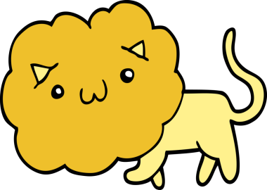 Bir insan tarafından çizilmiş çizgi film aslanı.