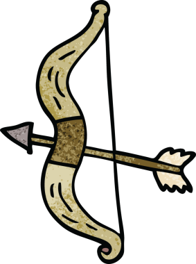 Bir insan tarafından çizilmiş ok ve yay.