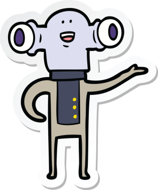 Bir insan tarafından çizilmiş dost canlısı uzaylı el işaretinin çıkartması.