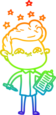 Gökkuşağı gradyanı çizimi bir insan tarafından çizilmiş heyecanlı bir çizgi film