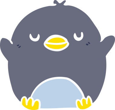 Bir insan tarafından çizilmiş düz renk çizgi film pengueni