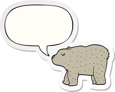 Bir insan tarafından çizilmiş baloncuk çıkartmalı çizgi film ayısı.