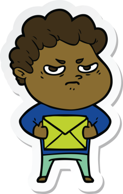 Bir insan tarafından çizilmiş kızgın bir adamın çıkartması.