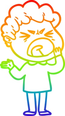 Bir insan tarafından çizilmiş öfkeli bir adamın çizdiği gökkuşağı gradyan çizgisi.