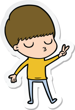 Bir insan tarafından çizilmiş sakin bir çocuğun çıkartması.