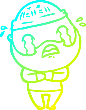 Bir insan tarafından çizilmiş ağlayan sakallı bir adamın çizdiği soğuk çizgi.