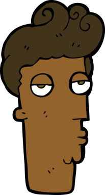 Bir insan tarafından çizilen karikatür sıkılmış adamın yüzü.