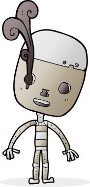 bir insan tarafından çizilmiş üzgün bir robot.