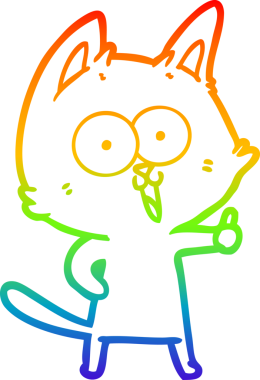 gökkuşağı gradyan çizimi bir insan tarafından çizilmiş komik bir çizgi film kedisi