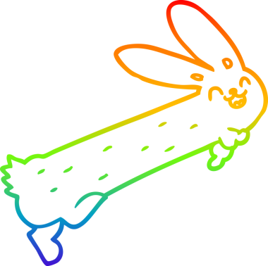 Gökkuşağı gradyan çizgisi bir insan tarafından çizilmiş komik bir tavşan çizimi