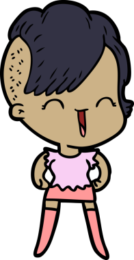 Bir insan tarafından çizilmiş mutlu hippi kız çizgi filmi.