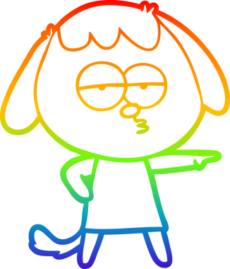 gökkuşağı gradyan çizgi çizimi bir insan tarafından çizilmiş sıkılmış bir köpek