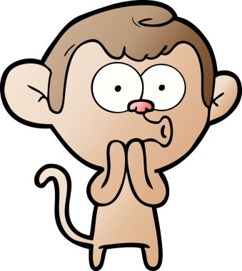 Bir insan tarafından çizilmiş korna çalan maymun.