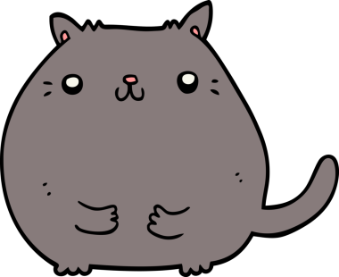 Bir insan tarafından çizilmiş çizgi film kedisi.