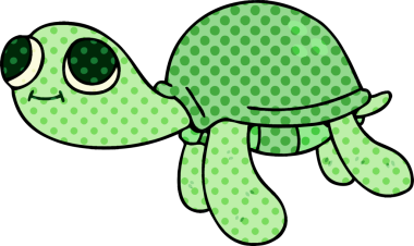 Bir insan tarafından çizilmiş çizgi roman tarzı garip bir kaplumbağa.