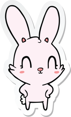 Bir insan tarafından çizilmiş şirin bir tavşanın çıkartması.