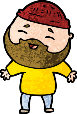 Bir insan tarafından çizilmiş mutlu sakallı bir adam.