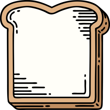 Bir insan tarafından çizilmiş geleneksel bir ekmek dilimi dövmesi.