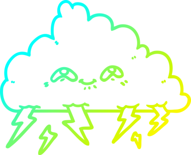 Bir insan tarafından çizilen bir çizgi film bulutunun soğuk gradyan çizimi