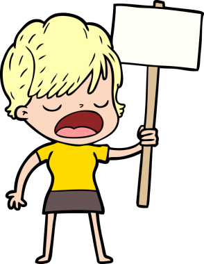 Bir insan tarafından çizilmiş bir karikatür kadın konuşuyor.