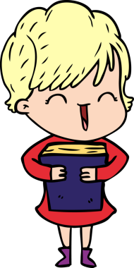 Bir insan tarafından çizilmiş gülen kadın çizgi filmi.