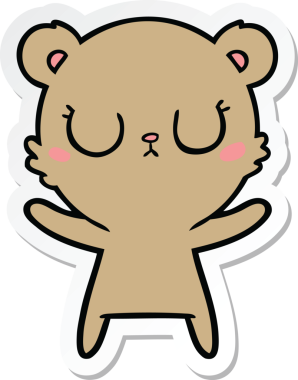 Bir insan tarafından çizilmiş barışçıl bir çizgi film ayısının çıkartması.