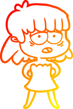 Bir insan tarafından çizilmiş, karikatür çizen, yorgun bir kadın.