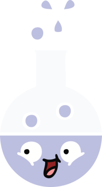 Bir insan tarafından çizilmiş bir test tüpünün düz renk retro karikatürü