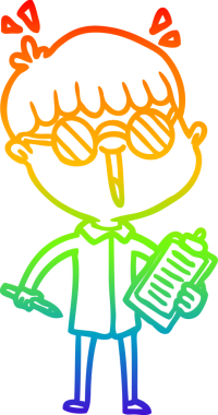 Bir insan tarafından çizilmiş gözlük takan çizgi film çocuğu çizimi.