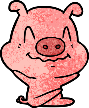 Bir insan tarafından çizilmiş sinirli çizgi film domuzu.