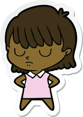 Bir insan tarafından çizilmiş bir karikatür kadının çıkartması.