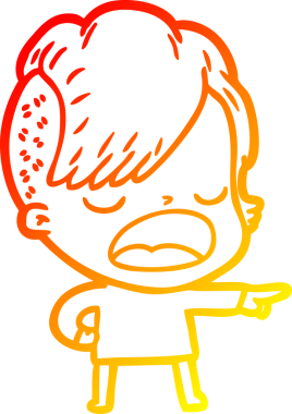 Bir insan tarafından çizilmiş havalı bir hippi kızın sıcak çizgi çizimi.