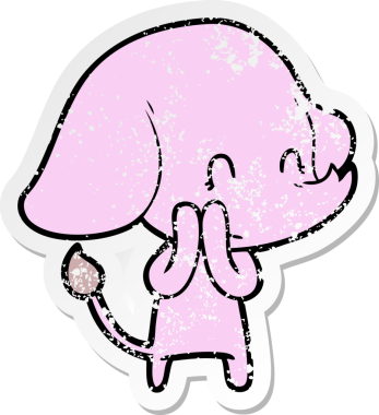 Bir insan tarafından çizilmiş şirin bir filin sıkıntılı çıkartması