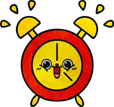 Bir insan tarafından çizilmiş bir çalar saatin retro grunge desen karikatürü