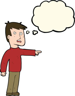 Bir insan tarafından çizilmiş düşünce baloncuğu olan bir adam.