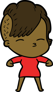 Bir insan tarafından çizilmiş şaşı çizgi film kızı.